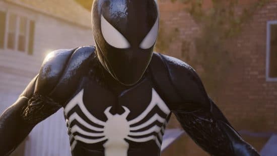 Spider-Man Peter Parker in new symbiote infected suit.