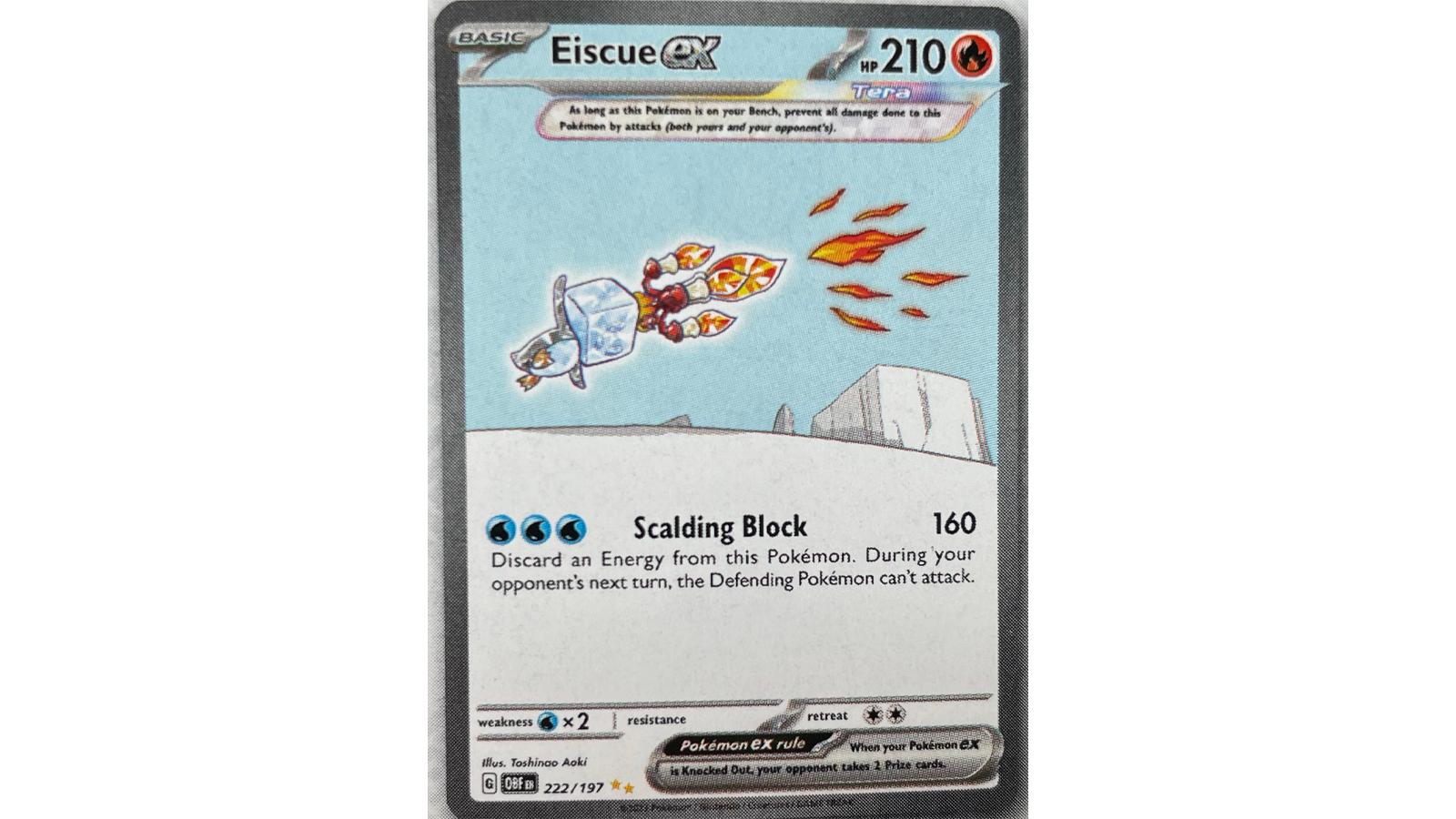 Eiscue ex card in Pokemon TCG Obsidian Flames