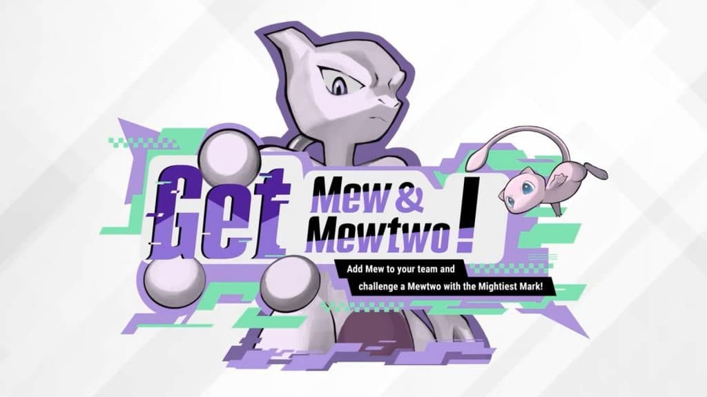 A poster for the Get Mew and Mewtwo event in Pokemon Scarlet & Violet