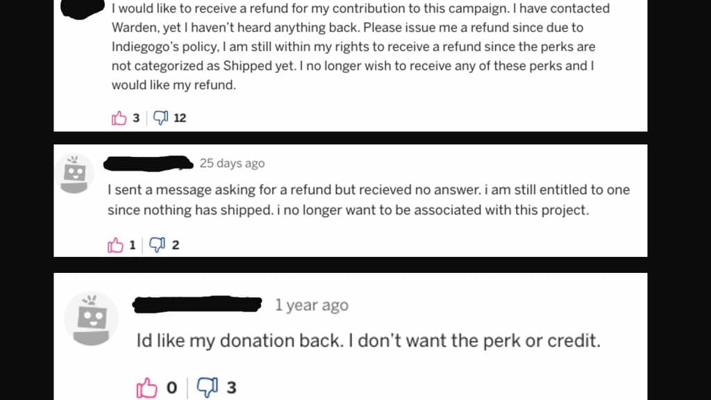 Comments asking for donations be refunded