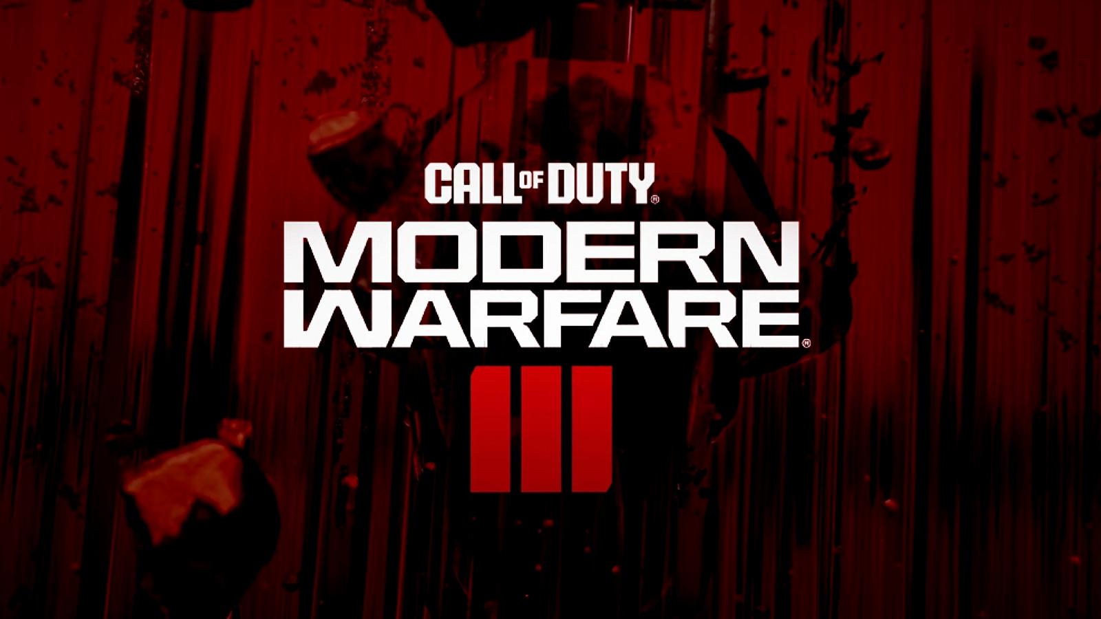Modern Warfare 3 logo with art from reveal video in background