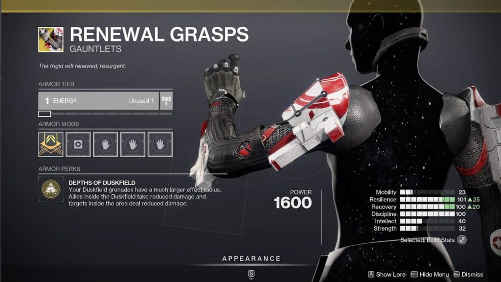 Renewal Grasps Stasis Exotic gauntets and their effect in Destiny 2.
