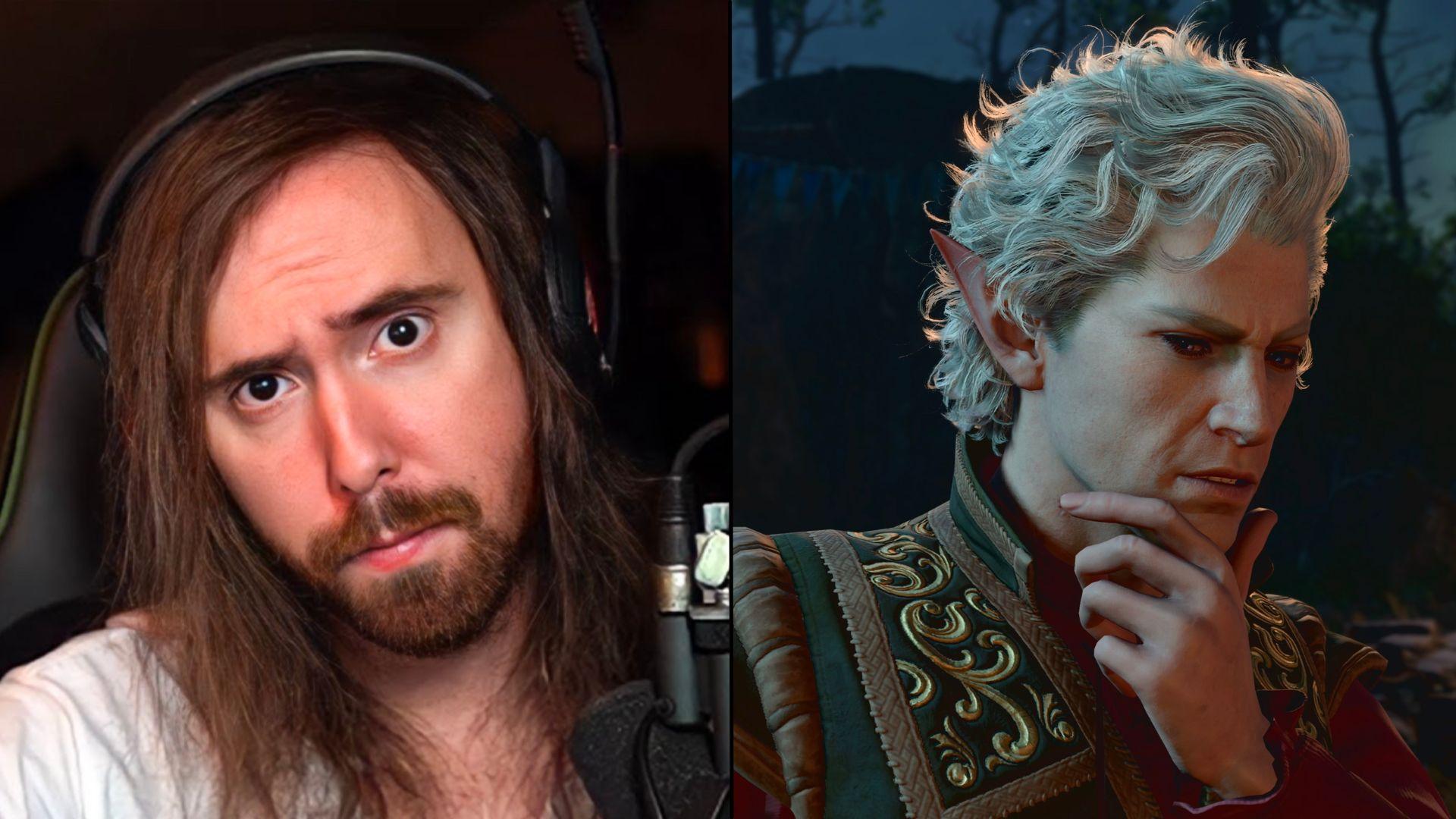Asmongold side-by-side with Baldur's Gate 3 male character