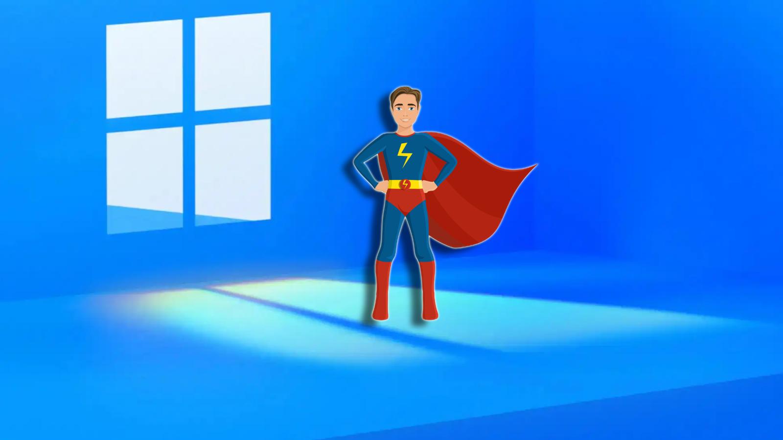 Windows wallpaper with a super hero character