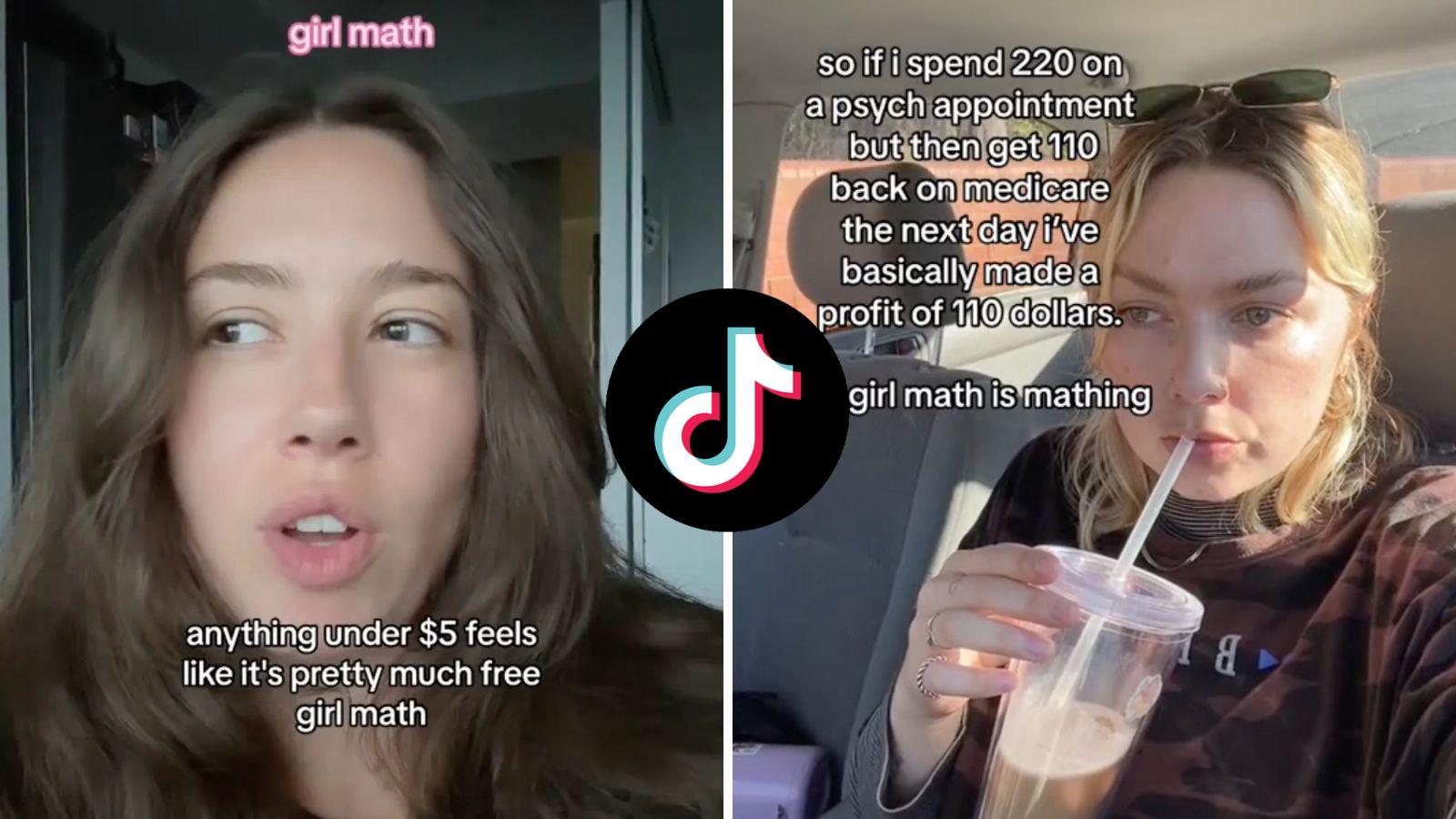 Screenshots from TikTok videos related to the girl math trend
