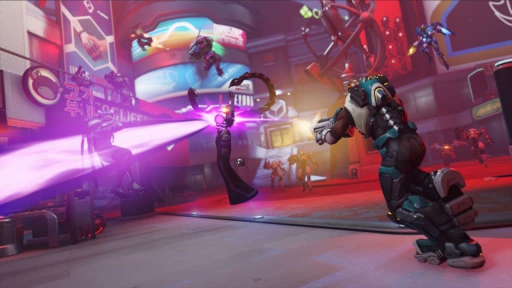 players attacking AI enemies in Overwatch 2 PvE