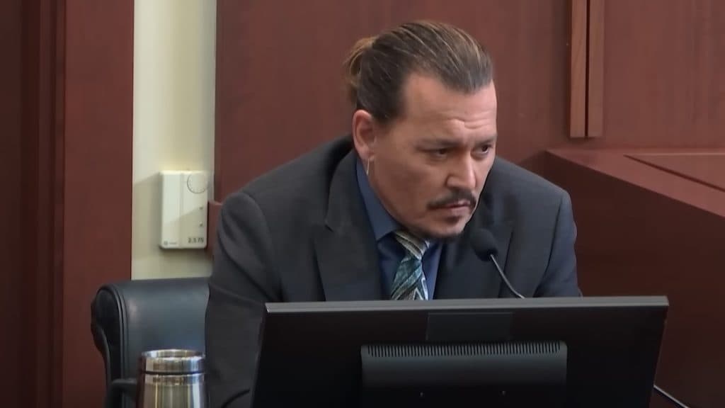Johnny Depp giving testimony at his defamation trial against Amber Heard