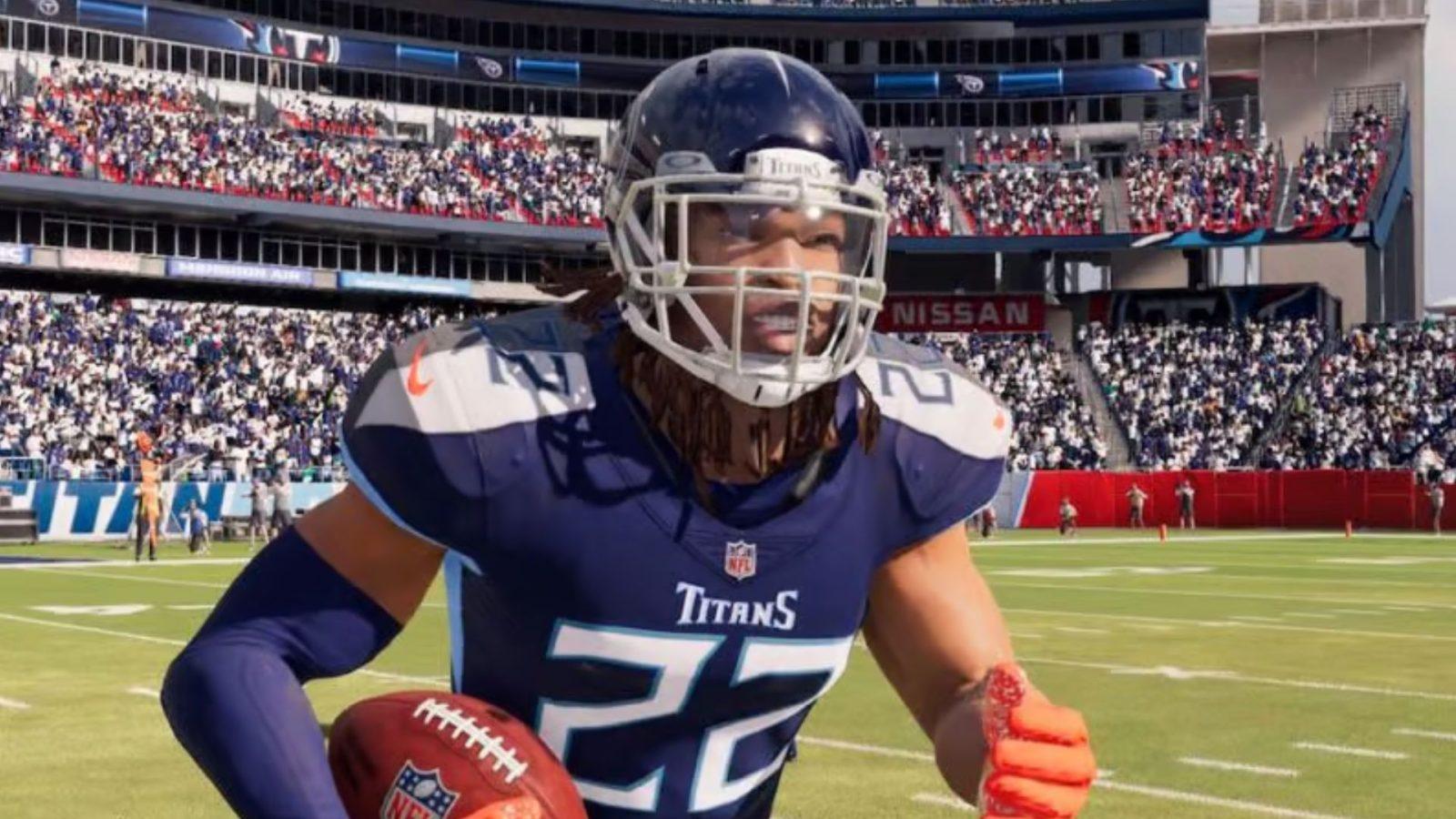 Tennessee titans player running with ball in madden 24
