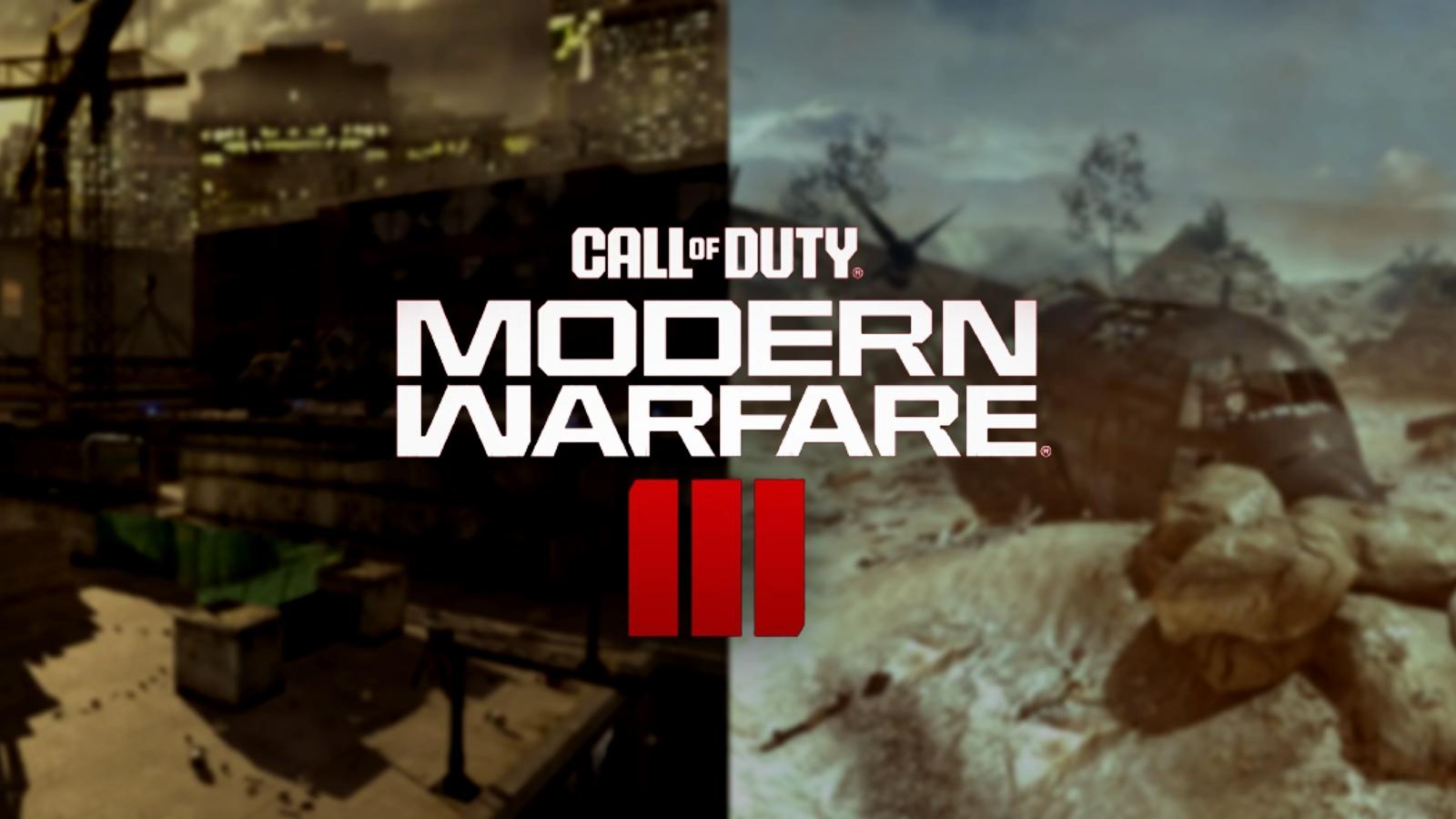 Modern Warfare 3 logo with Afghan and Highrise maps in the background