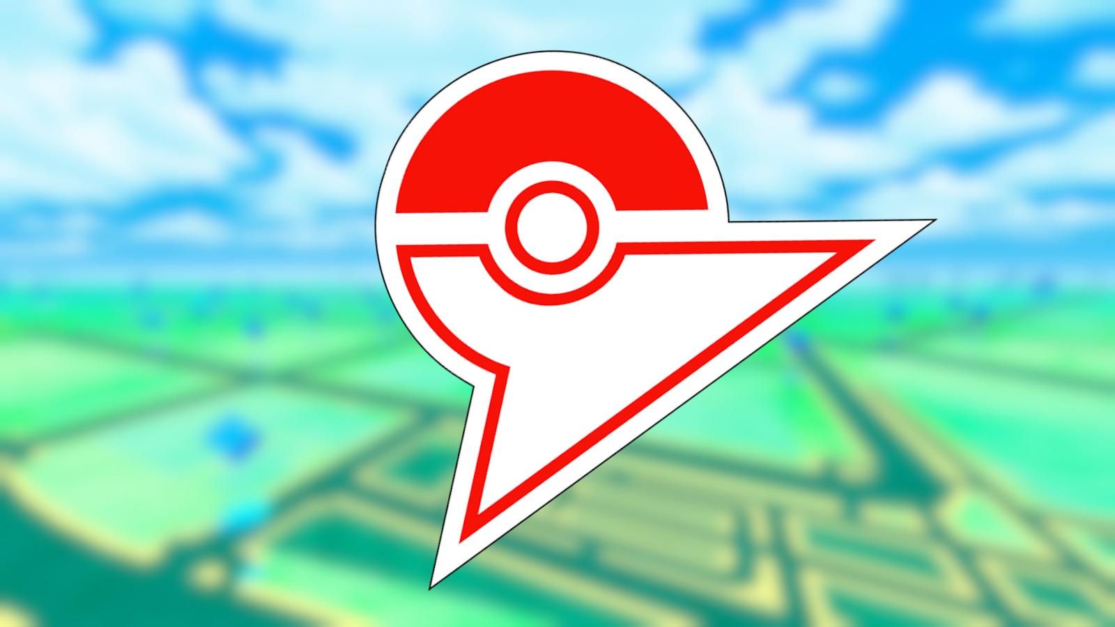 Pokemon GO gym symbol in front of blurred map background.