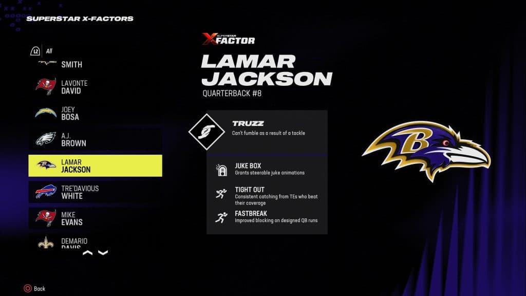 Lamar Jackson X-Factor screenshot in Madden 24