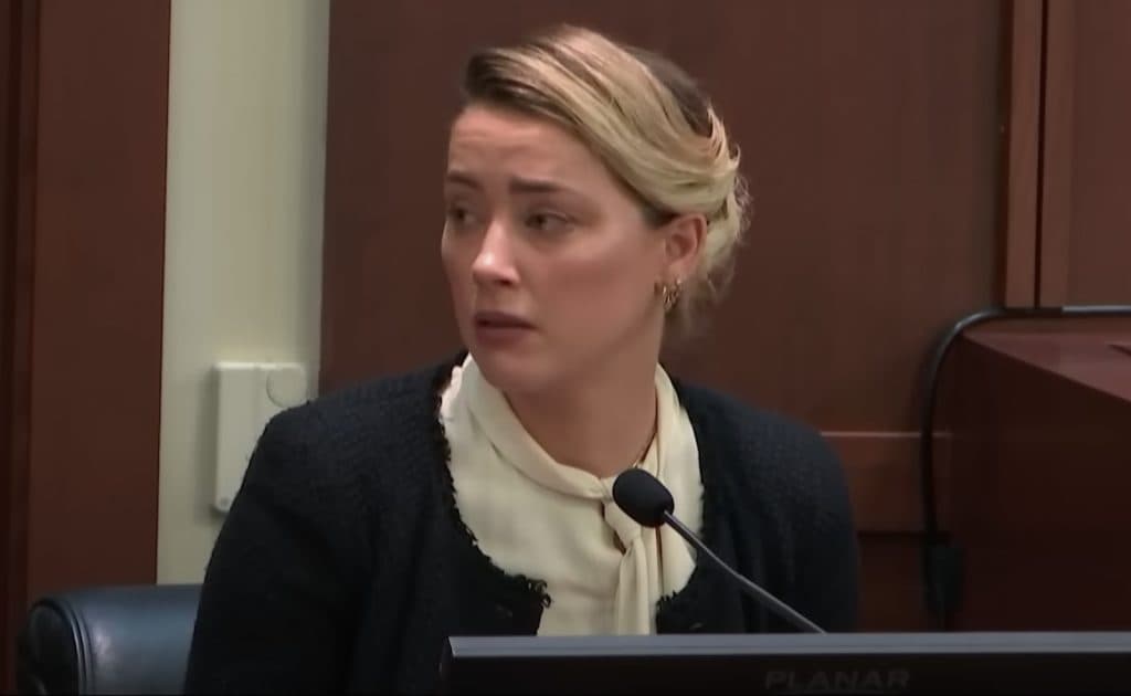Amber Heard giving testimony at the 2022 defamation trial