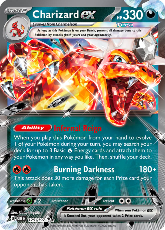 Charizard ex Pokemon card in Obsidian Flames