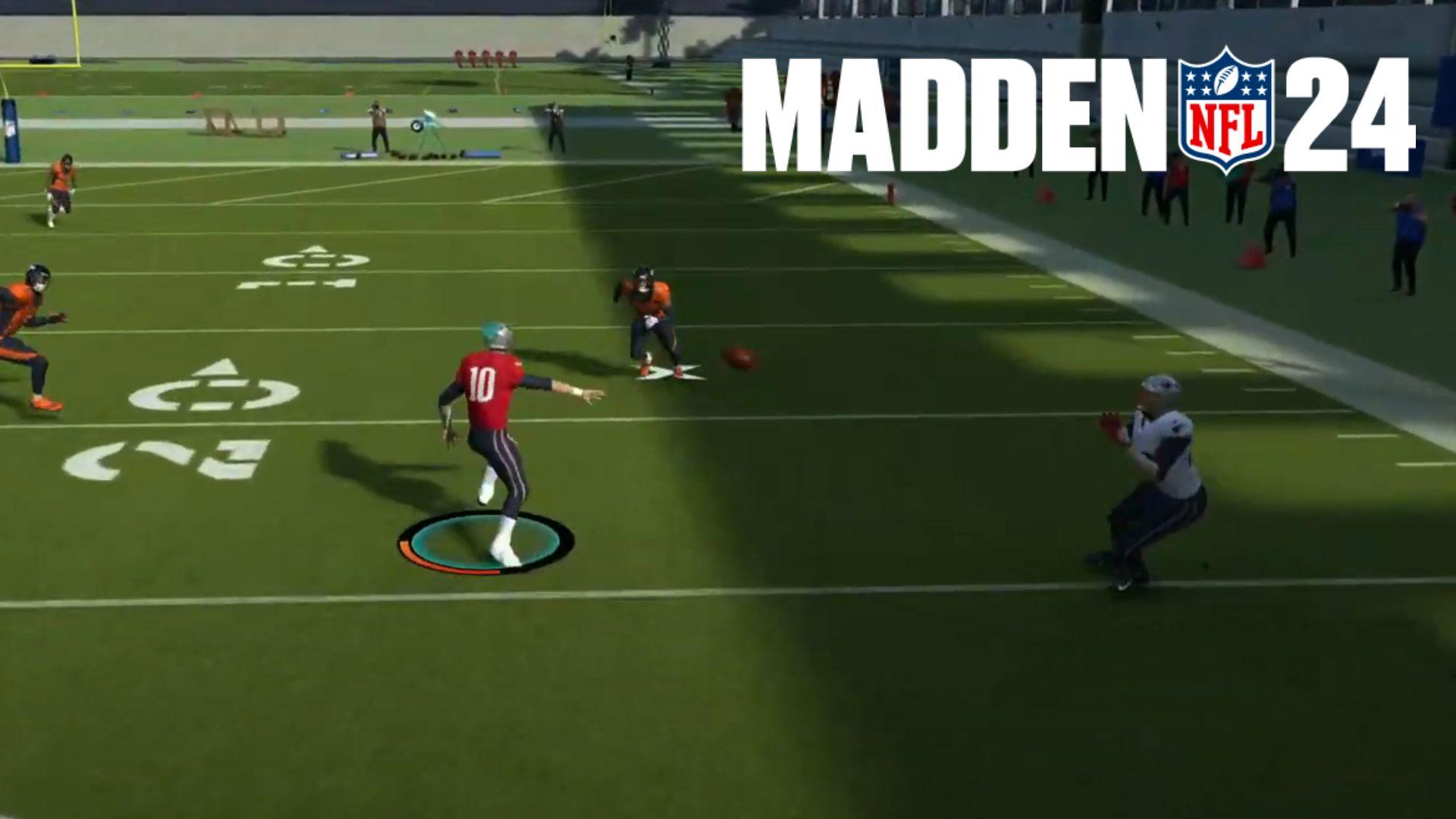 Mac Jones throwing lateral pass in Madden 24