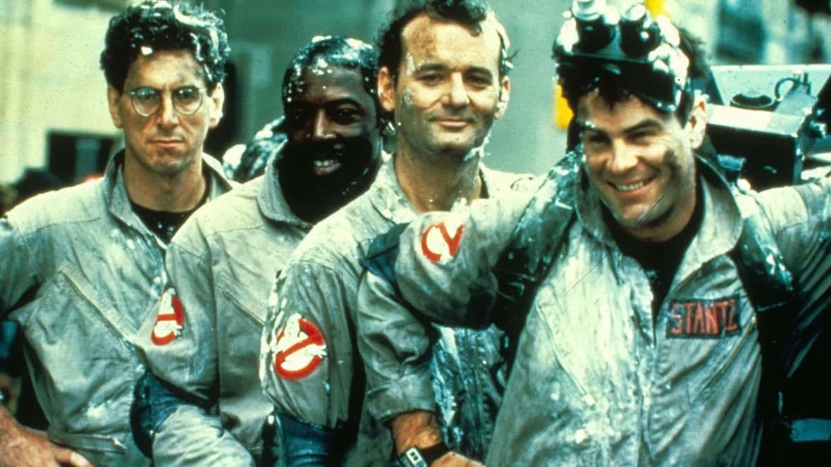 Harold Ramis, Ernie Hudson, Bill Murray, and Dan Aykroyd in Ghostbusters.