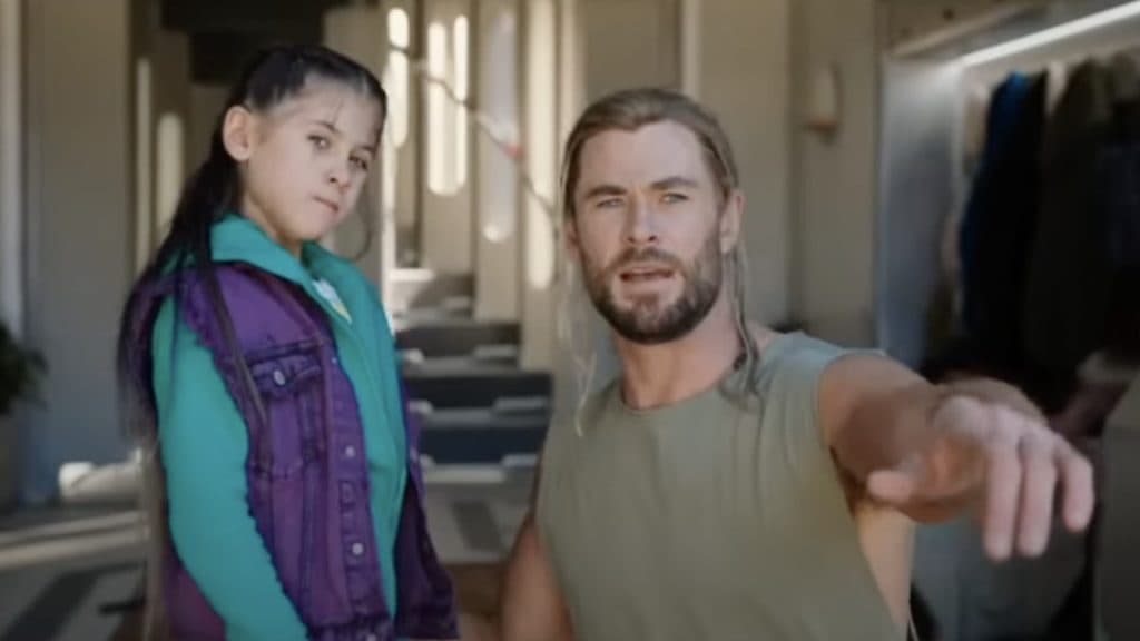 Chris Hemsworth with his Hemsworth’s real-life daughter India Rose in Thor: Love and Thunder