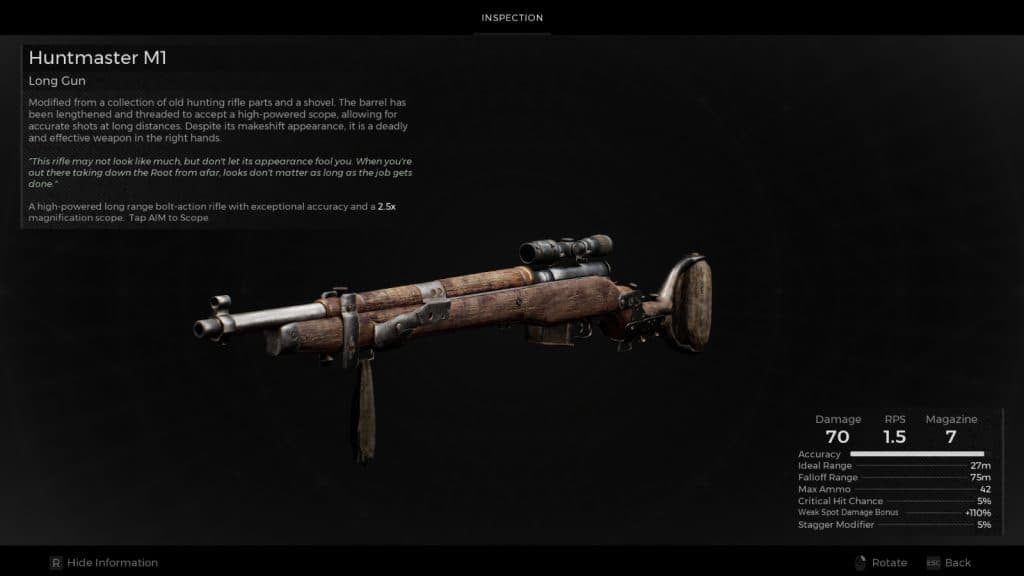an image of the Huntmaster M1 weapon in Remnant 2