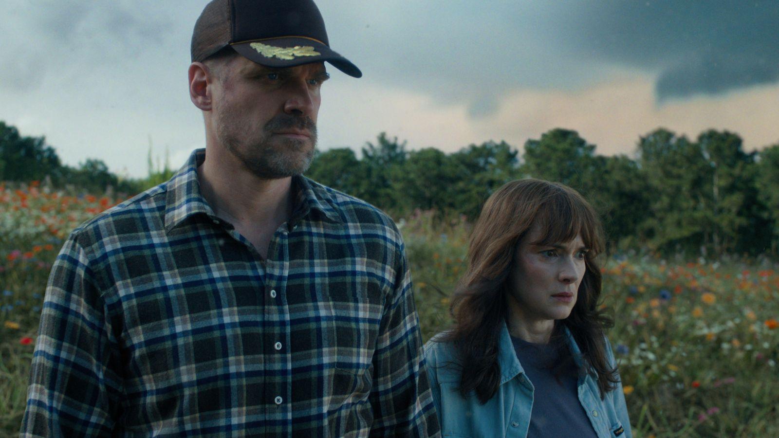 Hopper (David Harbour) and Joyce (Winona Ryder) in Stranger Things Season 5... hopefully.