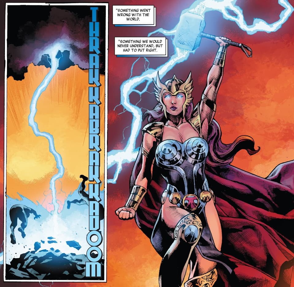 Black Widow mengambil Mjolnir dan menjadi Thor