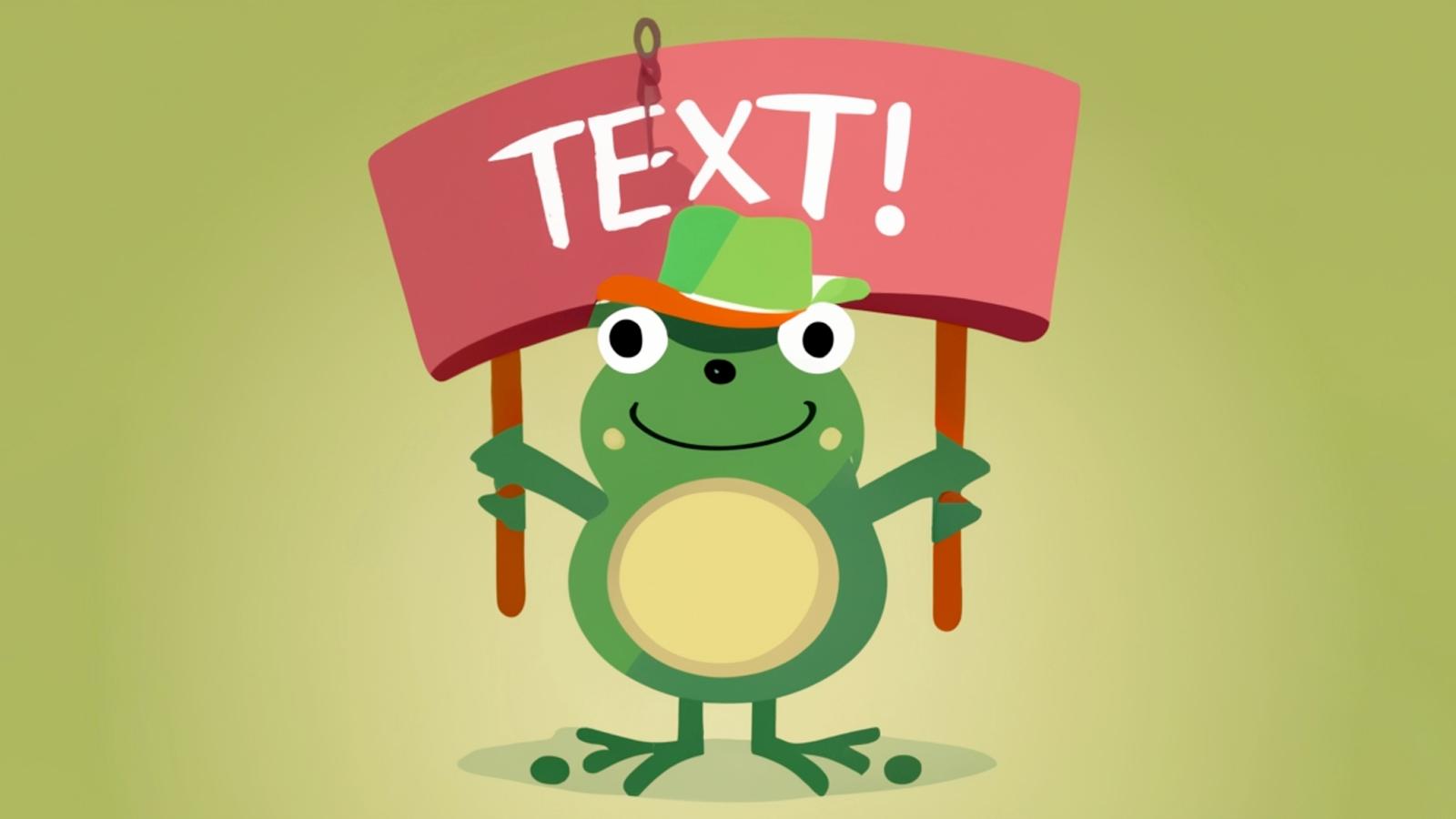 a frog holding a banner that says text! ai generated