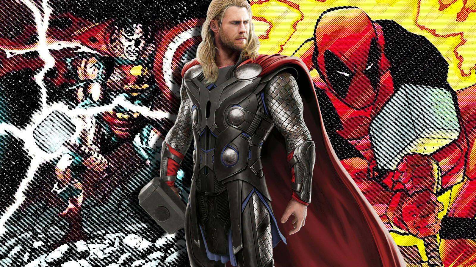 Thor the God of Thunder wielding the mighty hammer Mjollnir or