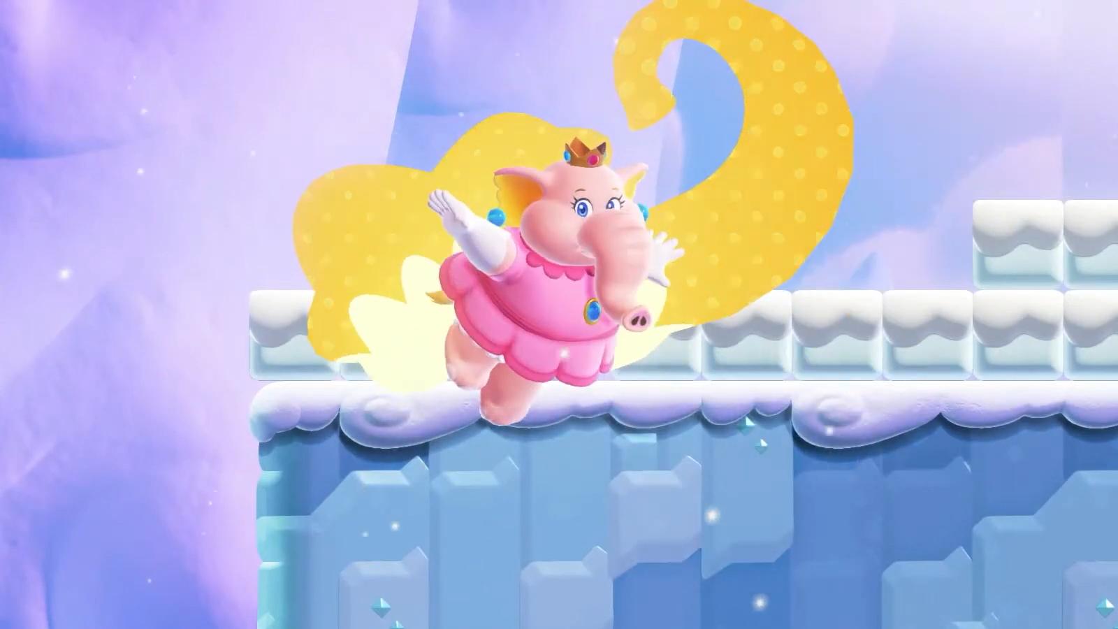 Elephant Peach as seen in the Super Mario Wonder Direct