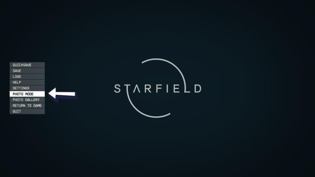 Starfield Photo Mode from Main Menu