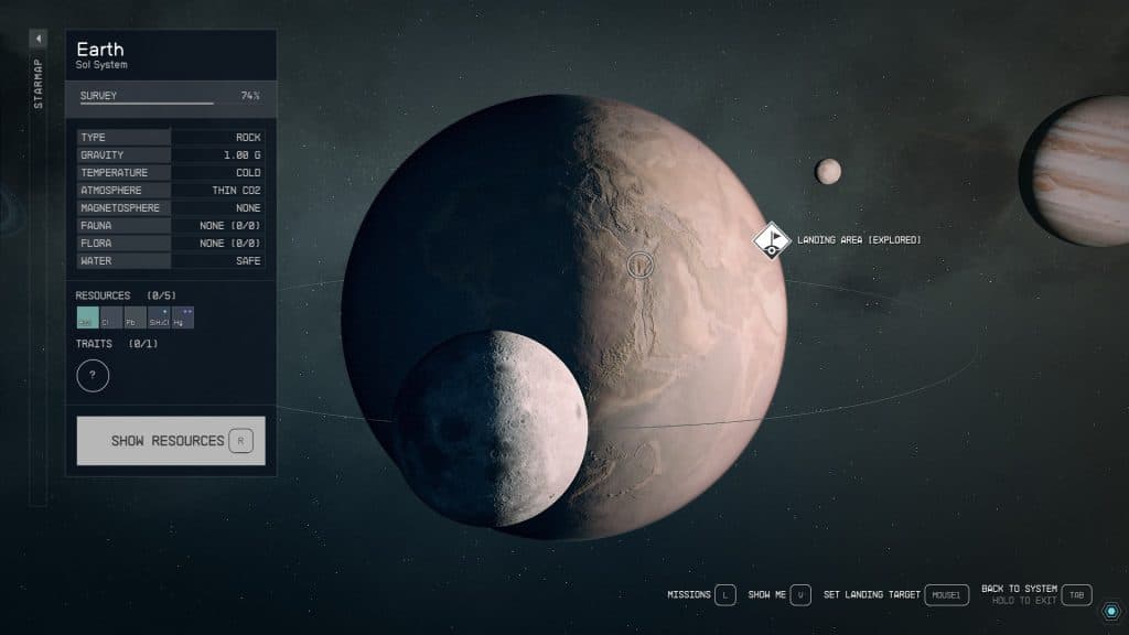 A screenshot of Earth in Starfield