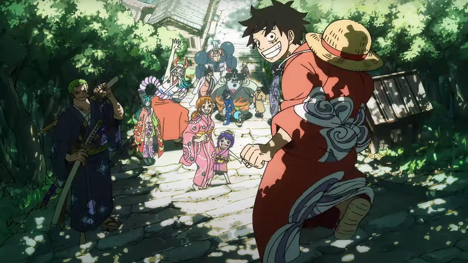 A still from One Piece anime opening 25 from Wano Saga