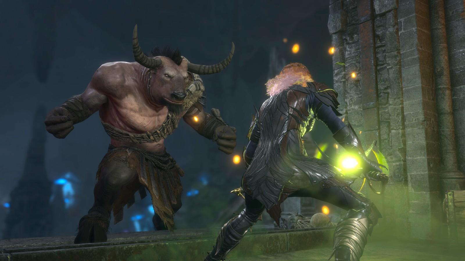 An cinematic screenshot from Baldur's Gate 3 of combat.