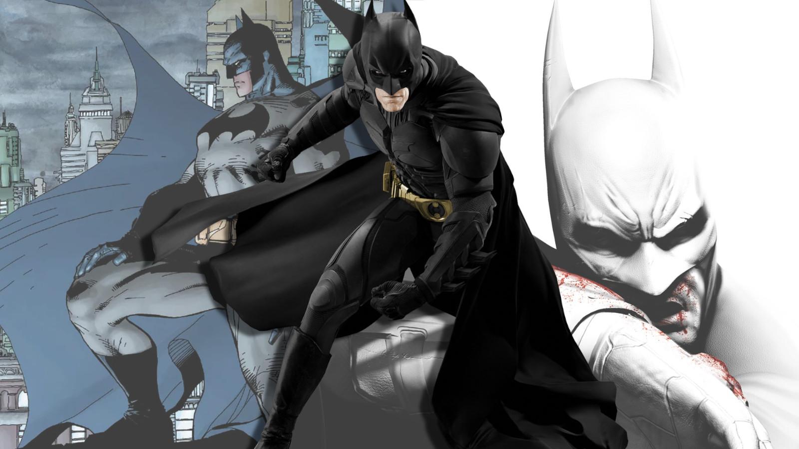 Batman as he appears in DC Comics, the Dark Knight Trilogy and Batman: Arkham City