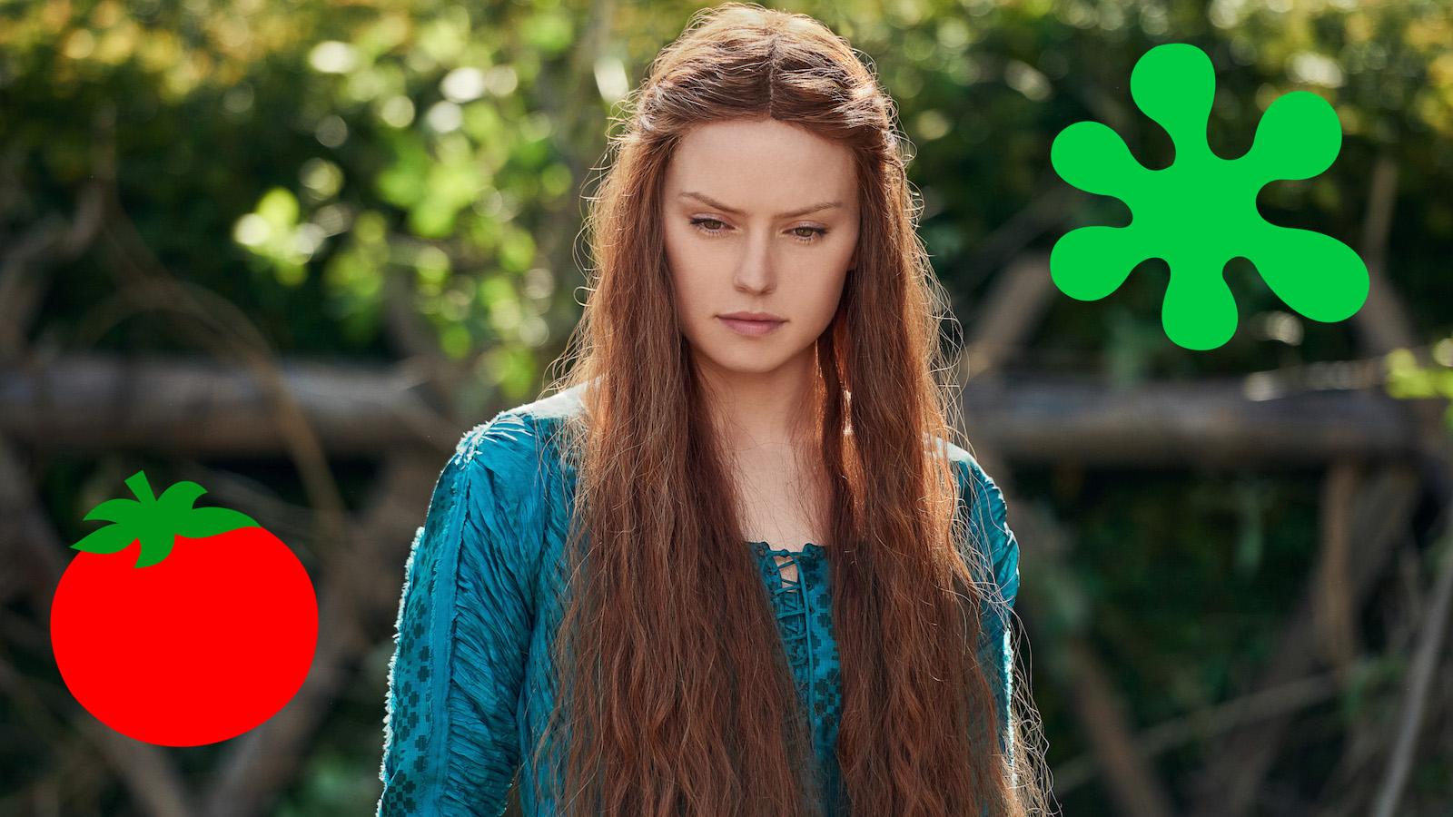 Daisy Ridley appears in the 2018 film Ophelia, alongside the Rotten Tomatoes Fresh and Rotten logos