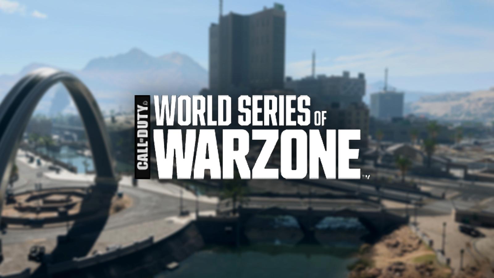 world series of warzone logo with al mazrah backdrop
