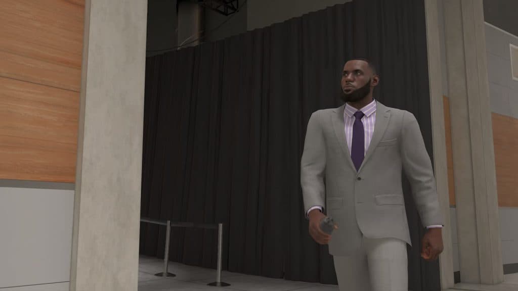 LeBron James in a suit in NBA 2K24