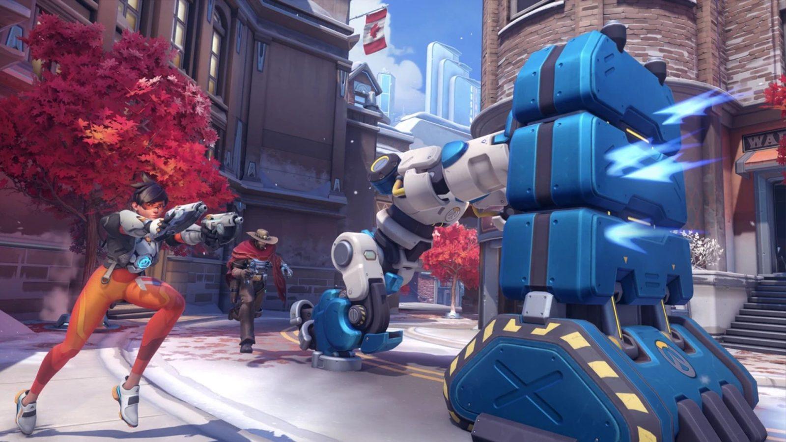 players pushing robot in overwatch 2