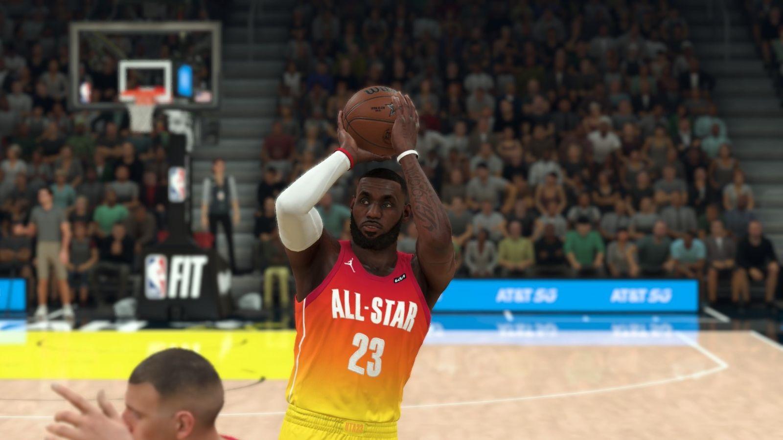 LeBron James shooting in NBA 2K24