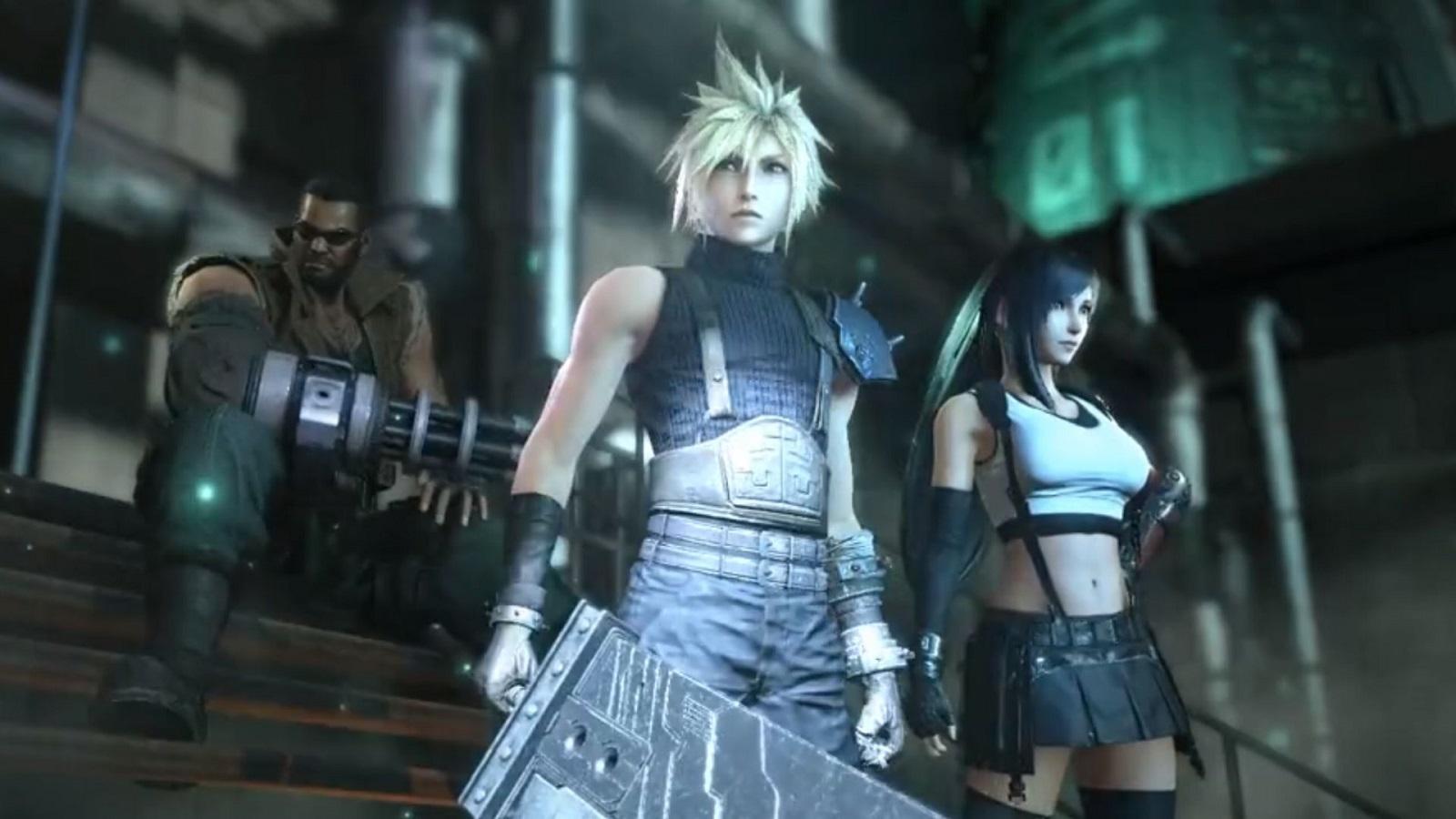Cloud with Tifa and Barret