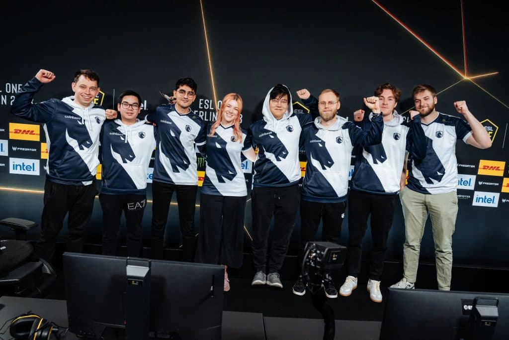 Image featuring Team Liquid's Dota 2 roster at the Berlin Major.