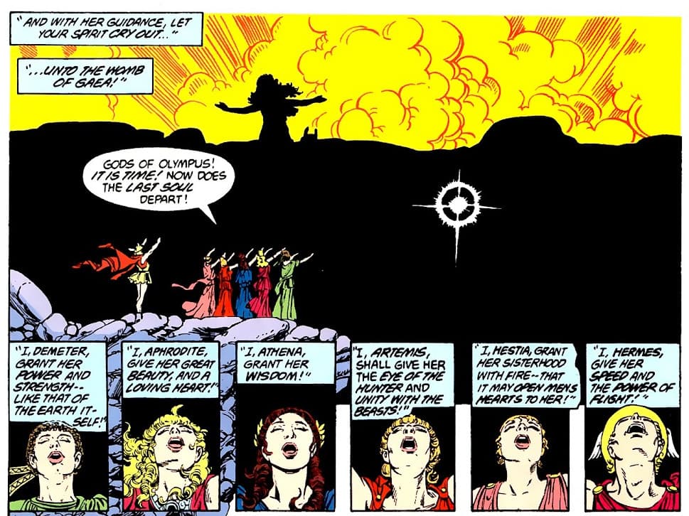 The gods of olympus grant wonder woman her powers