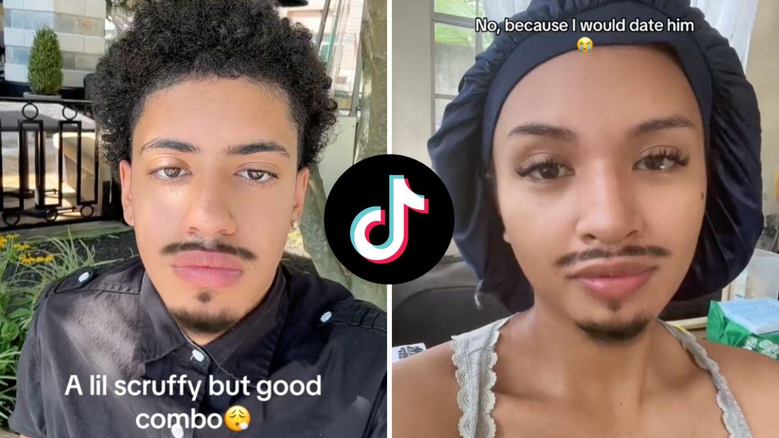 TikTok users trying out the beard filter.