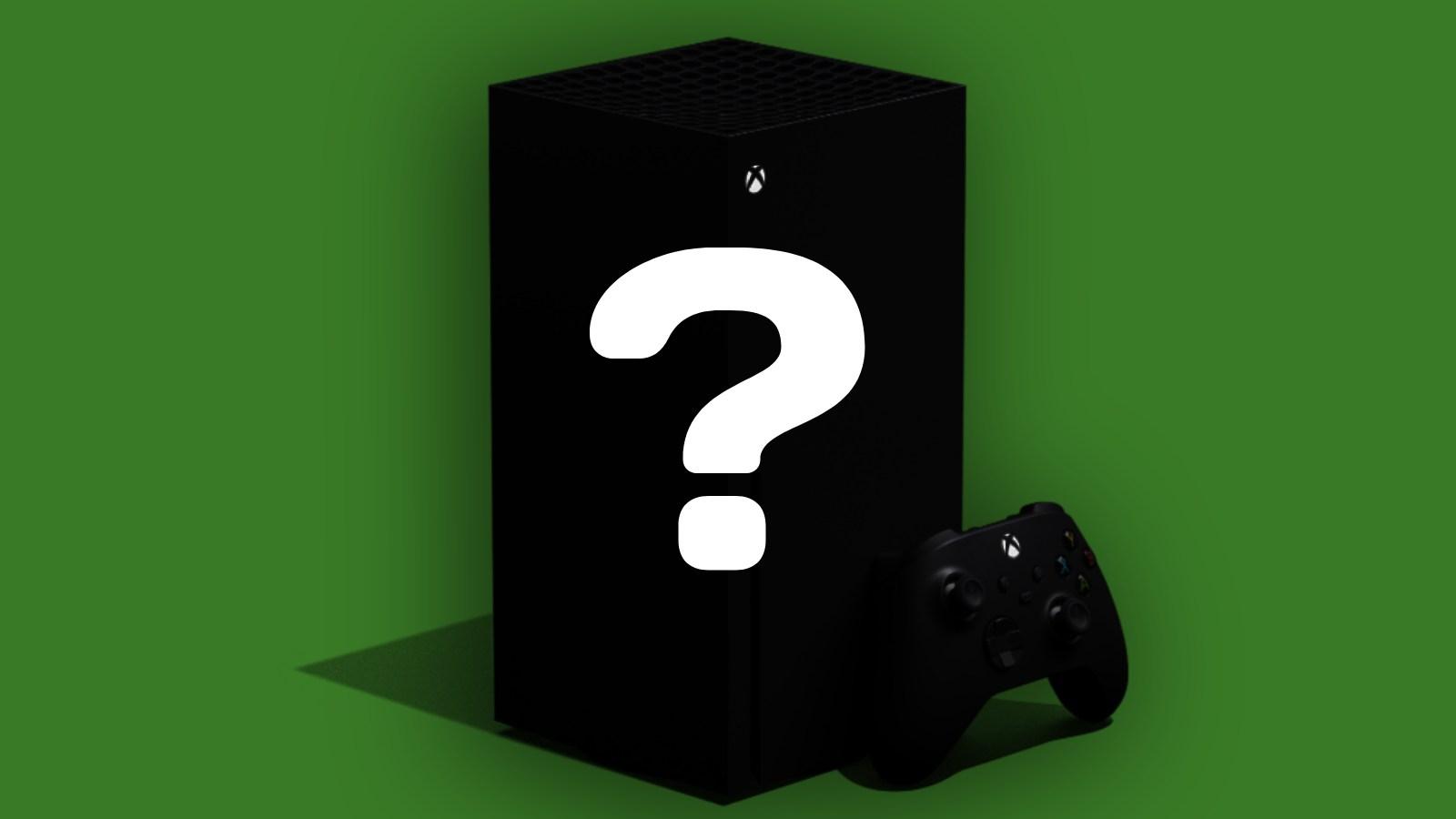 Xbox console with silhouette and question mark on it