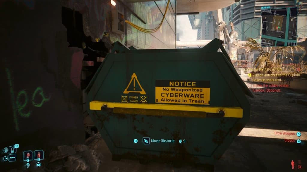 an image of a dumpster in Cyberpunk 2077 Phantom Liberty