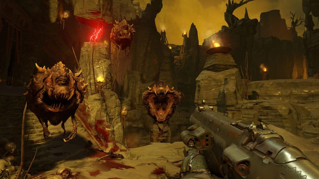 A screenshot from the game Doom