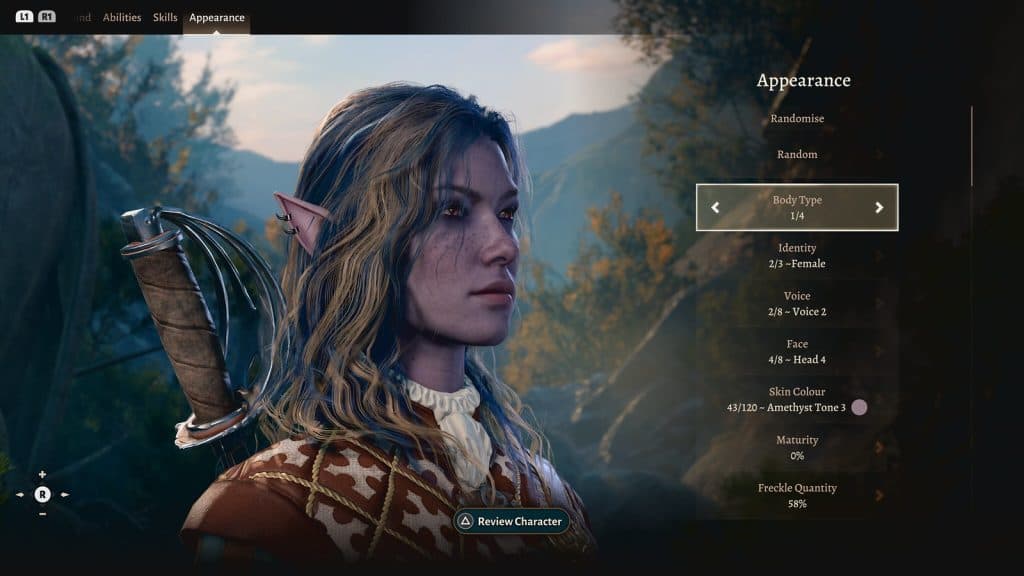Baldur's Gate 3 character creator screenshot