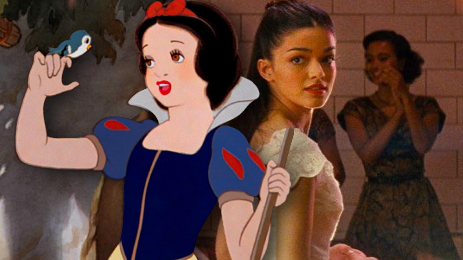 A still from Disney's Snow White and Rachel Zegler in the West Side Story remake