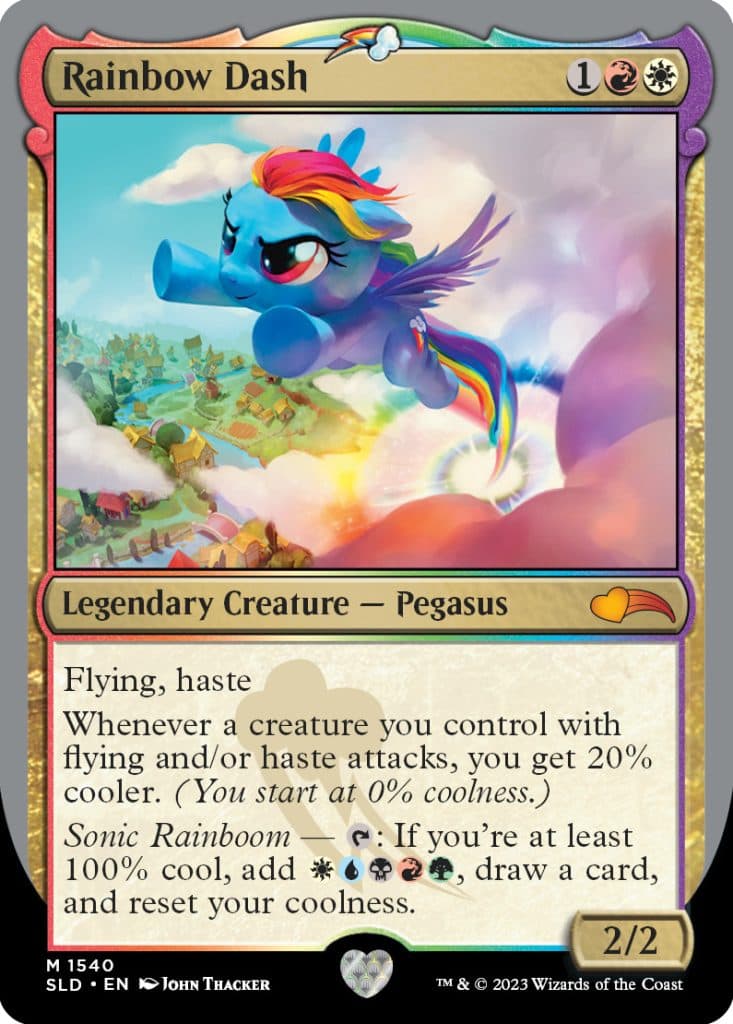 MTG My Little pony Charity Set - Rainbow Dash flying on card