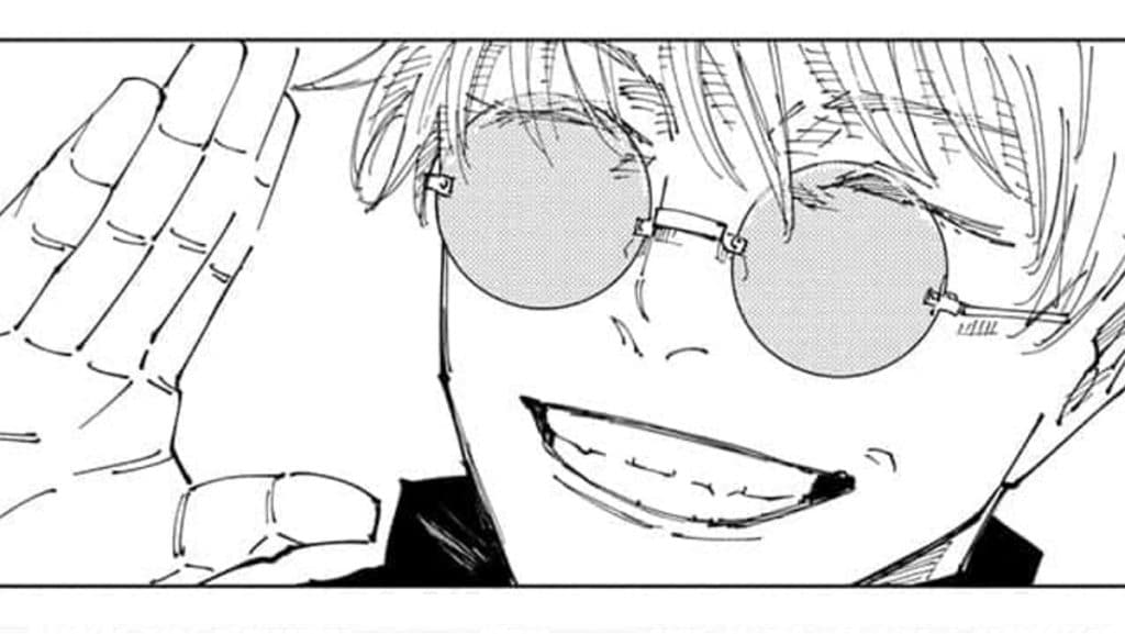 A panel from Jujutsu Kaisen chapter 236 with Gojo's farewell