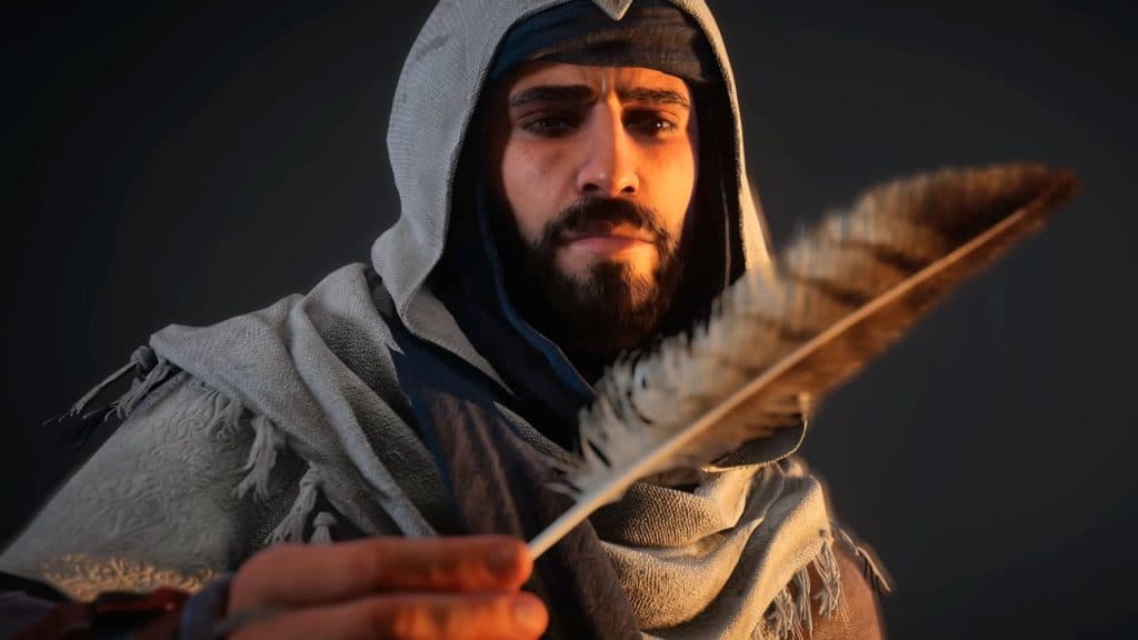 basim holding feather in assassin's creed mirage