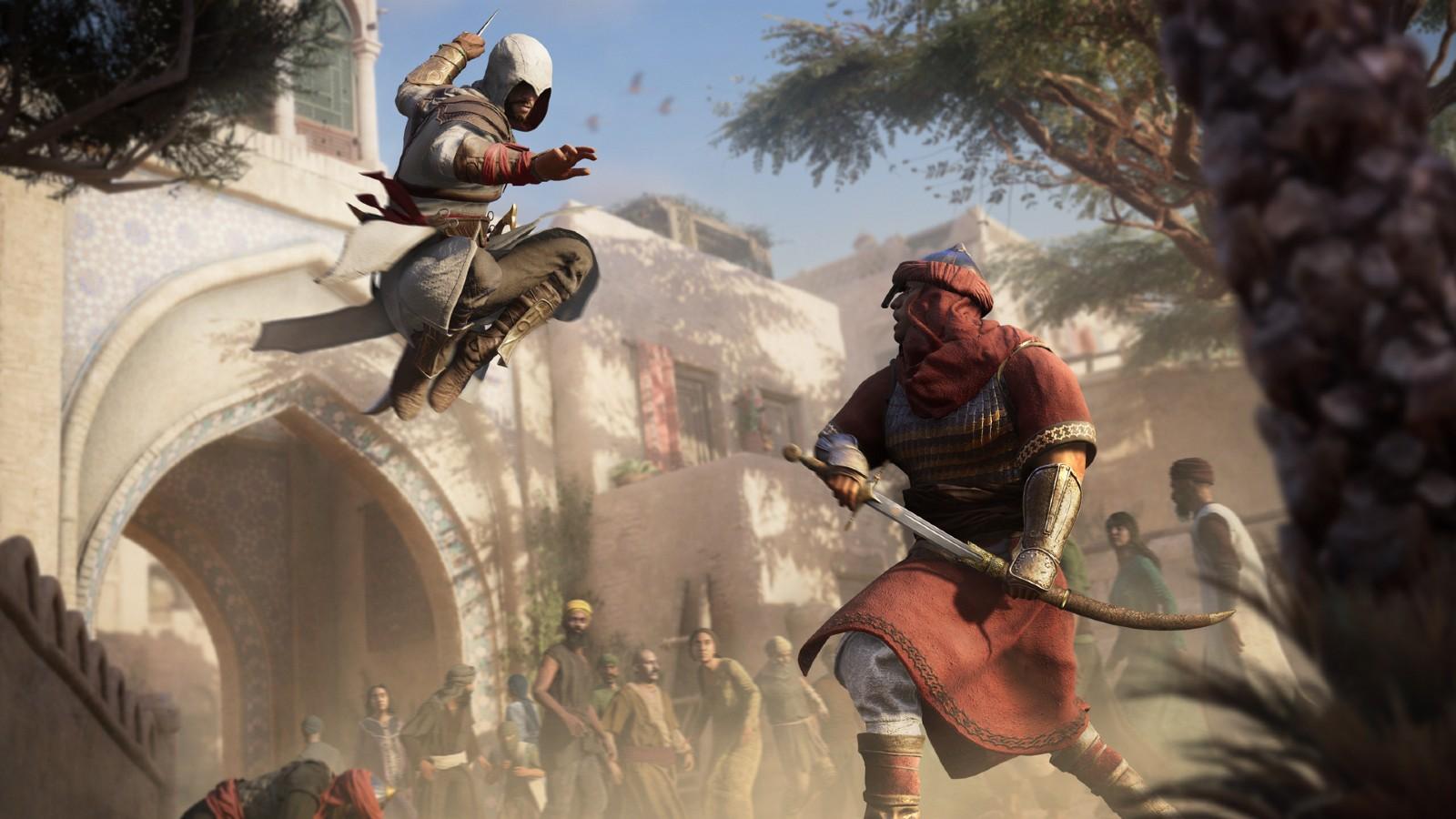 An image of Basim in combat in Assassin's Creed Mirage.