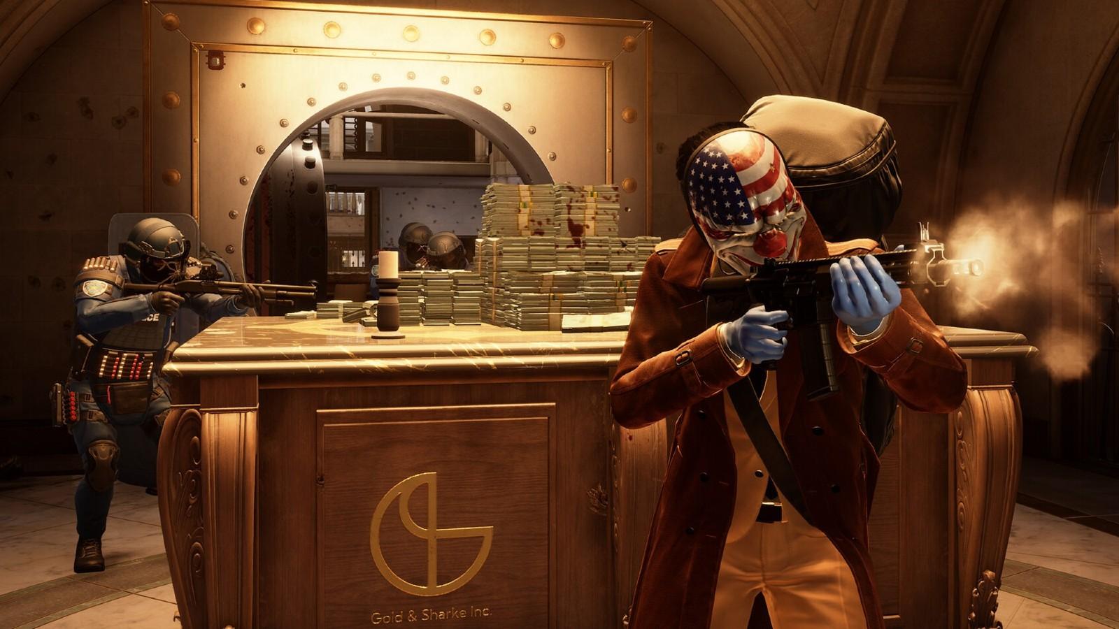 A promotional image of Payday 3 featuring players in combat.
